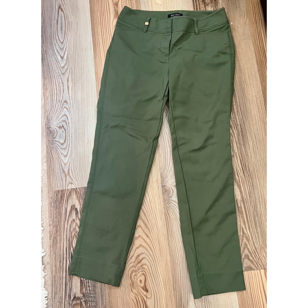 White House Black Market Perfect Form Slim Ankle Pants Olive Green Womens 0R